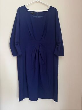 Lafayette 148 New York Wool Sheath Dress Women’s Size 16 Navy 3/4 Sleeve Career